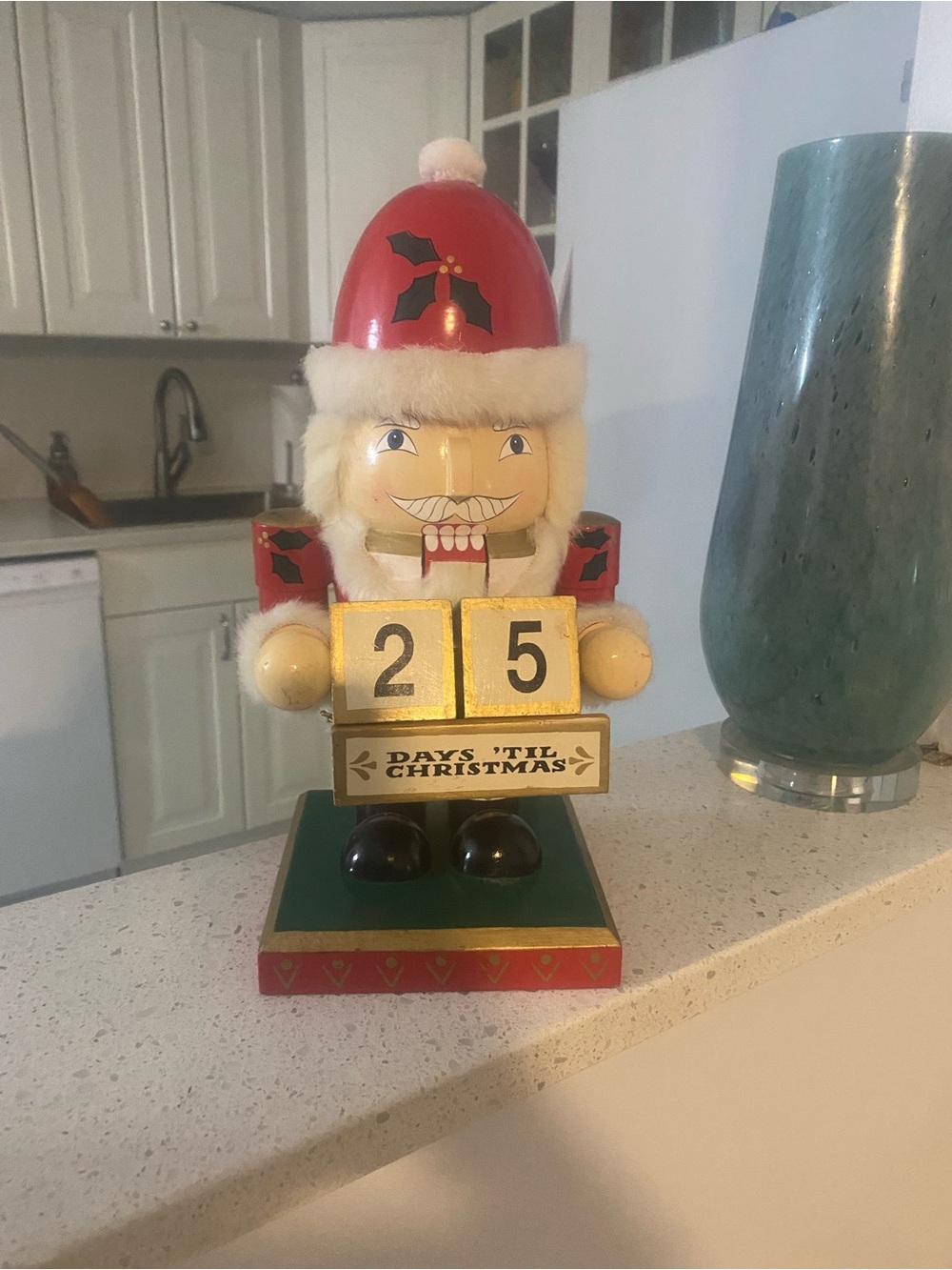 Vintage Santa Nutcracker Countdown Decor - Red and White